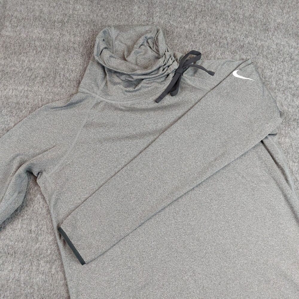 Nike Pro Women Dri-Fit Fleece-Lined Turtleneck Shirt in Grey Size XL 604947-091
